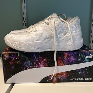 Puma, Melo.  Men’s size 10.5 only worn 3 times.  Comes with box.